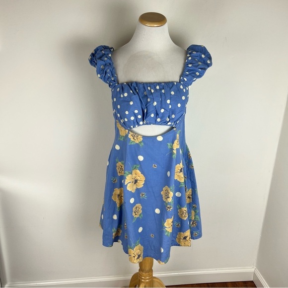 NWT FREE PEOPLE Bom Bom Island Mini Dress Blue Size M - Picture 3 of 6